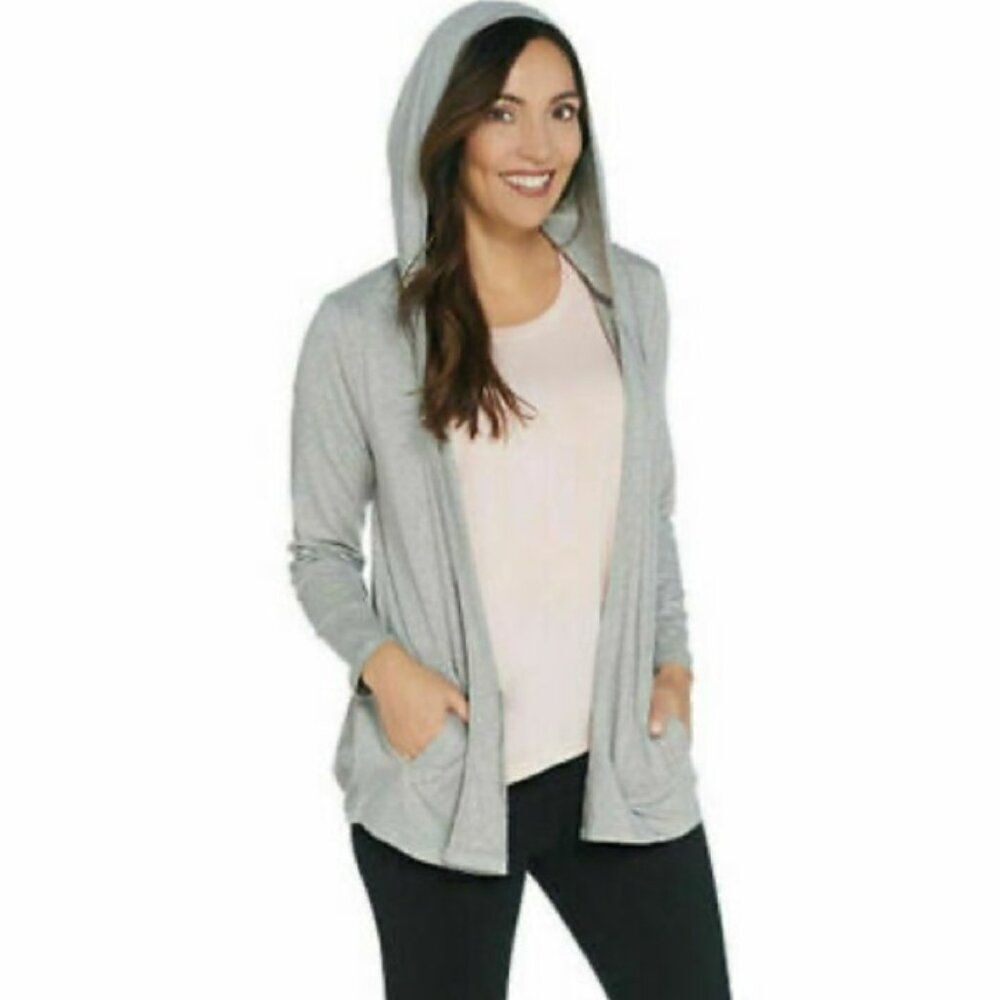 New AnyBody Loungewear Cozy Knit Hooded Cardigan | Size L
